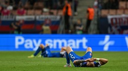 Na snímke sklamaný hráč Dominik Javorček (Slovensko) po zápase základnej A-skupiny Slovensko - Taliansko.