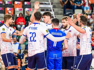 Slovenskí hráči počas zápasu Zlatej Európskej ligy