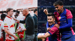Na snímke sú futbalisti rakúskeho RB Salzburg a španielskeho giganta FC Barcelona.