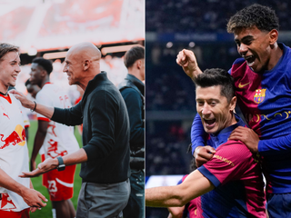 Na snímke sú futbalisti rakúskeho RB Salzburg a španielskeho giganta FC Barcelona.