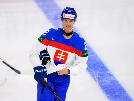 Samuel Kňažko pred zápasom Slovensko - Slovinsko v skupine A na MS v hokeji 2025.