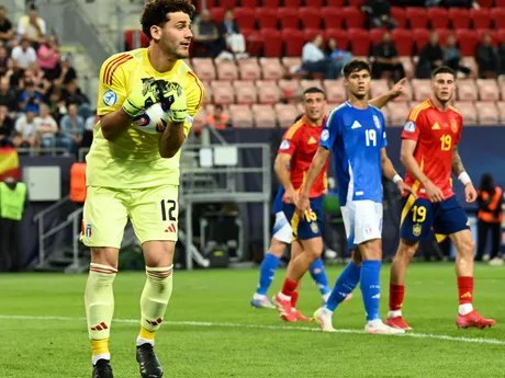 Fotka zo zápasu skupiny A Španielsko - Taliansko na EURO U21 2025.